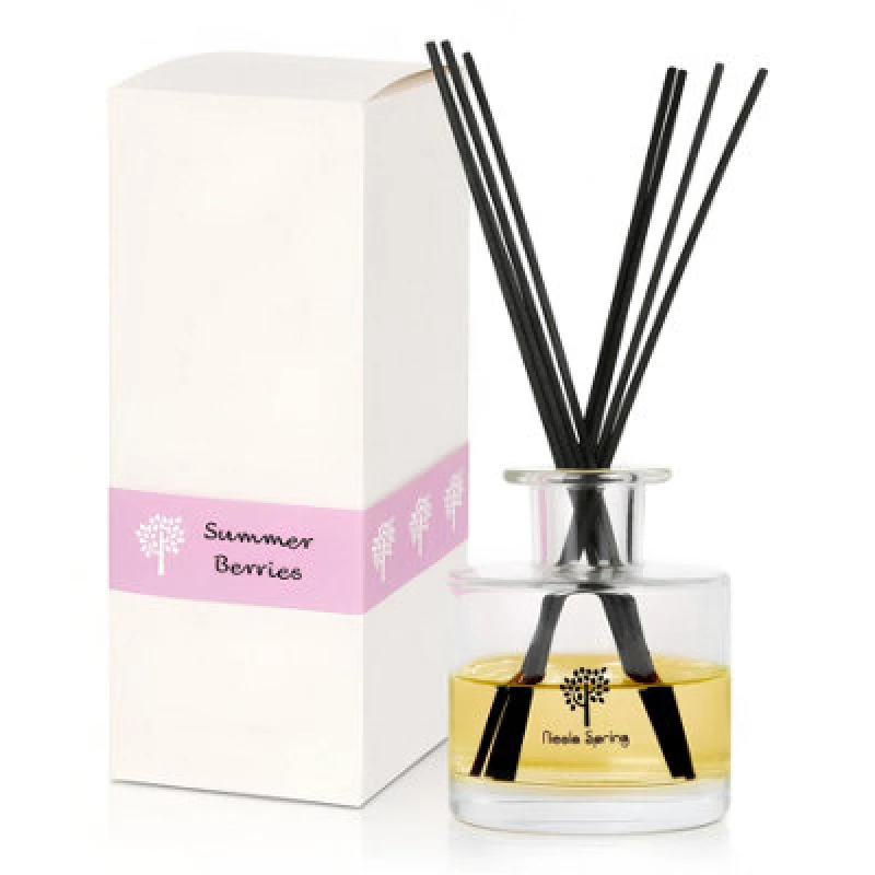 Image of Nicola Spring Glass Reed Diffuser - 200ml - Summer Berries - Fruity Fresh Fragrance With 8 Reeds Long Lasting Scent