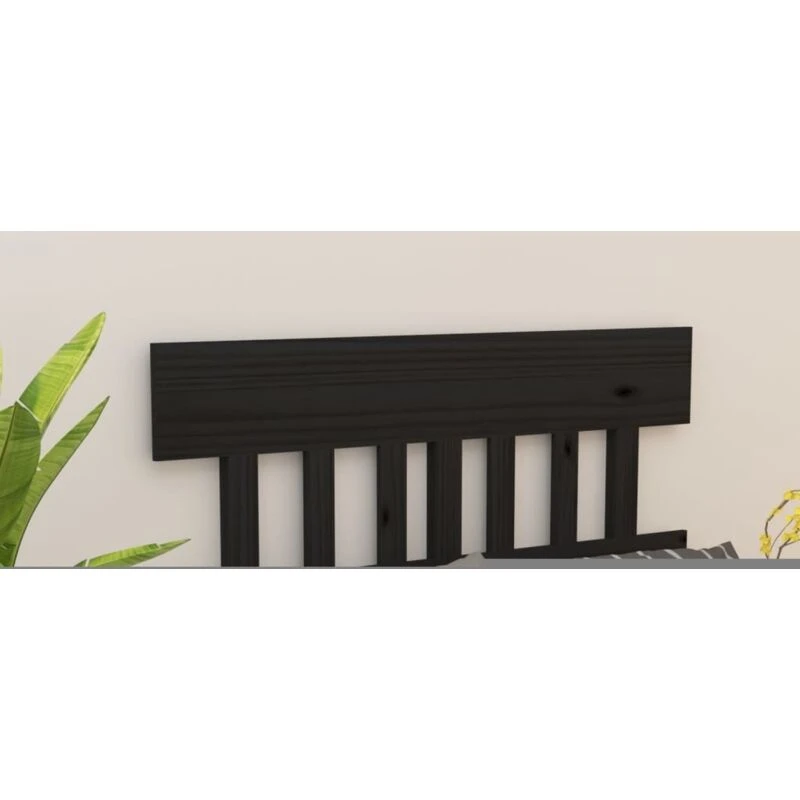 Image of Vidaxl Bed Headboard Black 123.5X3X81cm Solid Wood Pine, Black 819114