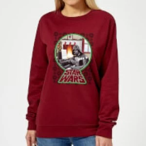 Image of Star Wars A Very Merry Sithmas Womens Christmas Sweatshirt - Burgundy - L