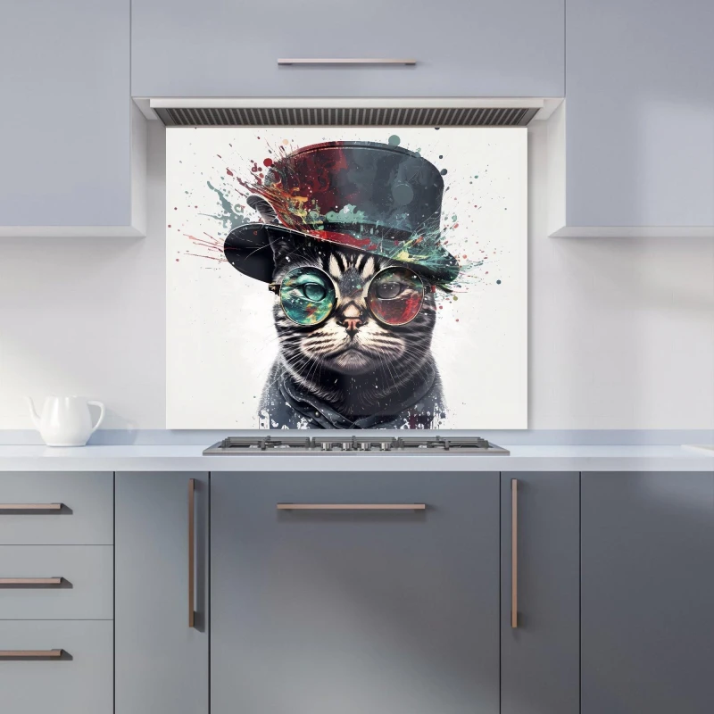 Image of Warren Reed - Designer American Shorthair Cat Splashart Kitchen Splashback Size: 900mm x 750mm Multicolor Unisex 900mm x 750mm