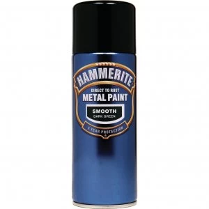 Image of Hammerite Smooth Finish Aerosol Metal Paint Dark Green 400ml