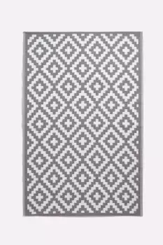Image of Zoe Geometric White & Grey Outdoor Rug Runner