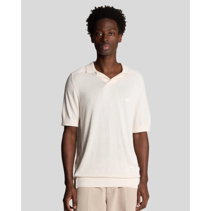 Image of Lyle and Scott Seam Tipped Knitted Polo Shirt White male XS