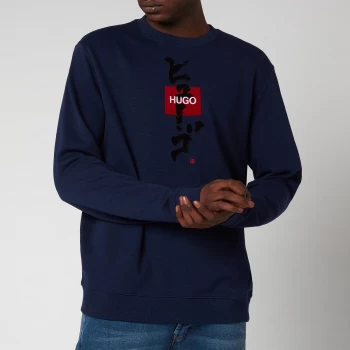 Image of Hugo Boss Dongiri Calligraphy Logo Sweatshirt Indigo Size L Men
