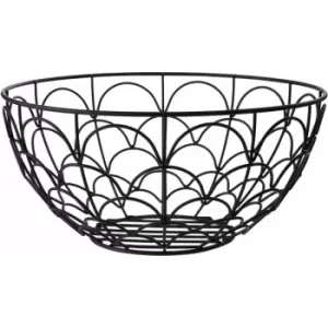 Image of Deco Fruit Basket Matte Black Metal Wire Fruit Baskets for Kitchen Countertop Fruit Display And Storage w28 x d28 x h13cm - Premier Housewares
