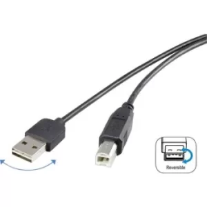 Image of Renkforce USB cable USB 2.0 USB-A plug, USB-B plug 1.80 m Black Duplex use connector, gold plated connectors