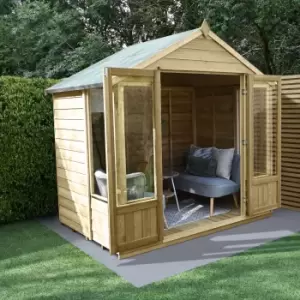 Image of Forest Garden Oakley 8X6 Apex Overlap Solid Wood Summer House With Double Door (Base Included)
