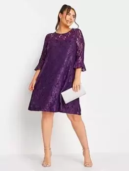 Image of Yours Lace Swing Dress Plum, Purple, Size 16, Women