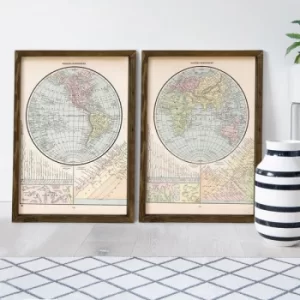 Image of Map079 Multicolor Decorative Framed MDF Painting