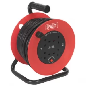 Image of Sealey CR22525 Cable Reel 25mtr 4 x 230V 2.5mm² Heavy-duty Thermal...