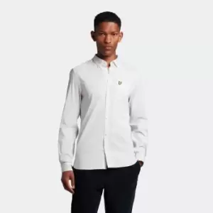 Image of Mens Long Sleeve Slim Fit Gingham Shirt - Touchline White/ White - L