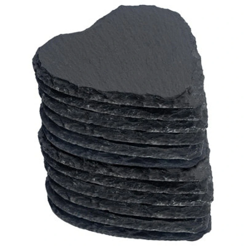Image of Argon Tableware Heart Slate Coasters - 10Cm - Pack Of 12
