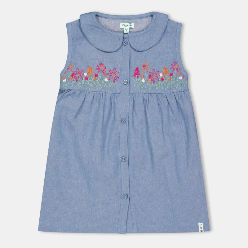 Image of Lilly and Sid Kids Floral Collar A Line Dress Blue female 3-4 Yrs