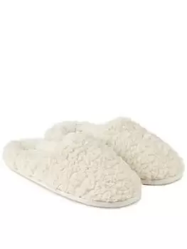 Image of TOTES CURLY FUR MULE WITH MEMORY FOAM & PILLOWSTEP, Cream, Size 4, Women