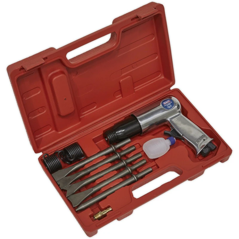 Image of Loops Long Stroke Air Hammer & Chisel Kit - 1/4" BSP - 67mm Stroke - Storage Case Metallics