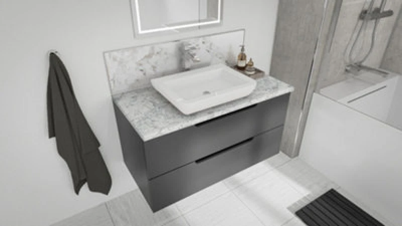 Image of Splashwall White Marble Postformed Laminate Worktop (L)1500 X (W)425 X (T)28mm Pf