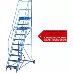 Image of 9 Tread Mobile Warehouse Stairs Punched Steps 3.25m EN131 7 blue Safety Ladder