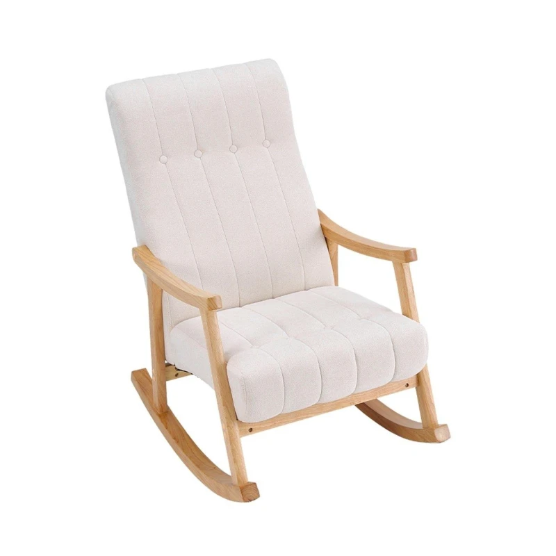 Image of Kabinet UK Velvet Tufted Rocking Chair White Brown unisex One size