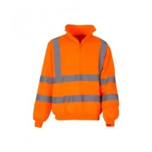 Image of Yoko Unisex Zip Neck Hi-Vis Sweatshirt (M) (Orange) - Orange