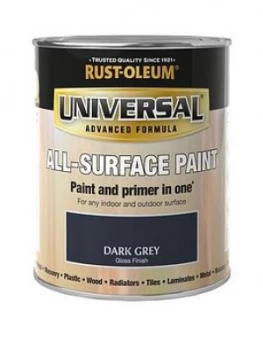 Image of Rust-Oleum Universal Metal And All Surface Paint - Dark Grey Gloss 750Ml