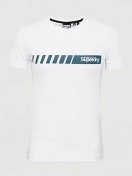 Image of Superdry Core Logo Sport Stripe T-Shirt, White, Size S, Men