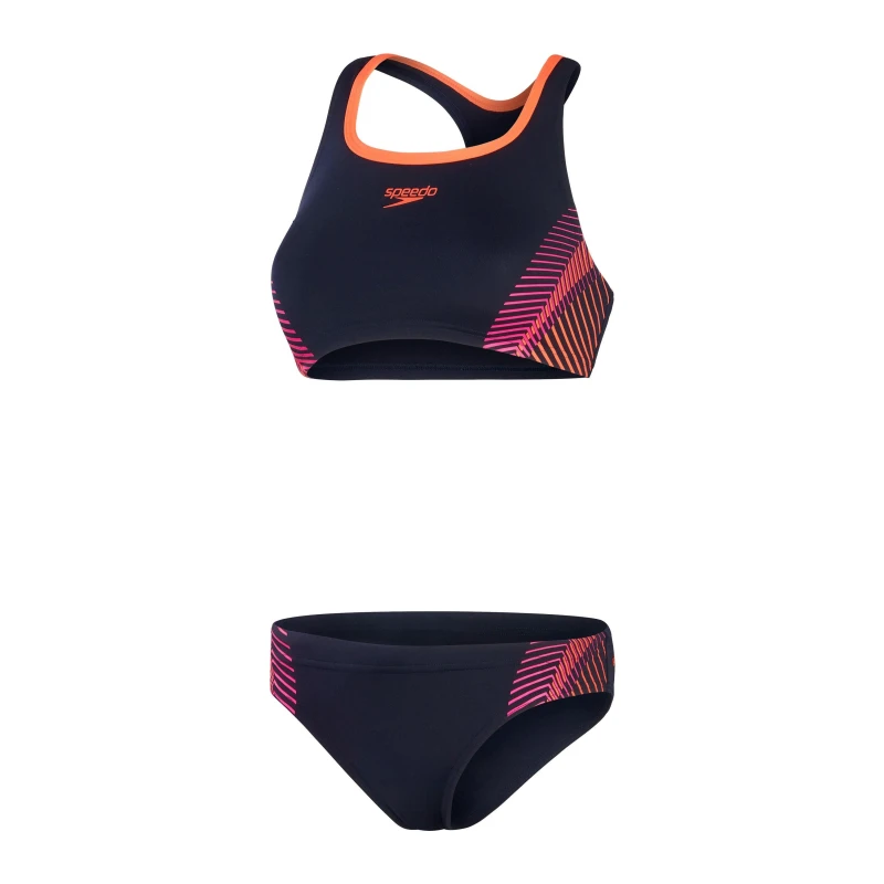 Image of Speedo Womens Two Piece Swimsuit Navy/Pink female 28 (2XS)