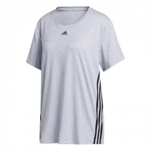 Image of adidas Womens 3-Stripes Training T-Shirt Loose - White/Black