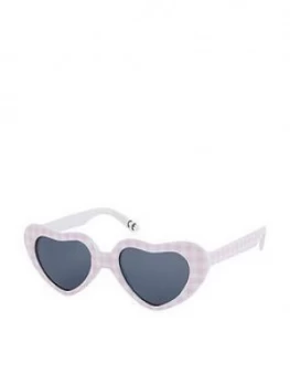 Image of Monsoon Baby Girls Gingham Heart Sunglasses With Case - Pink