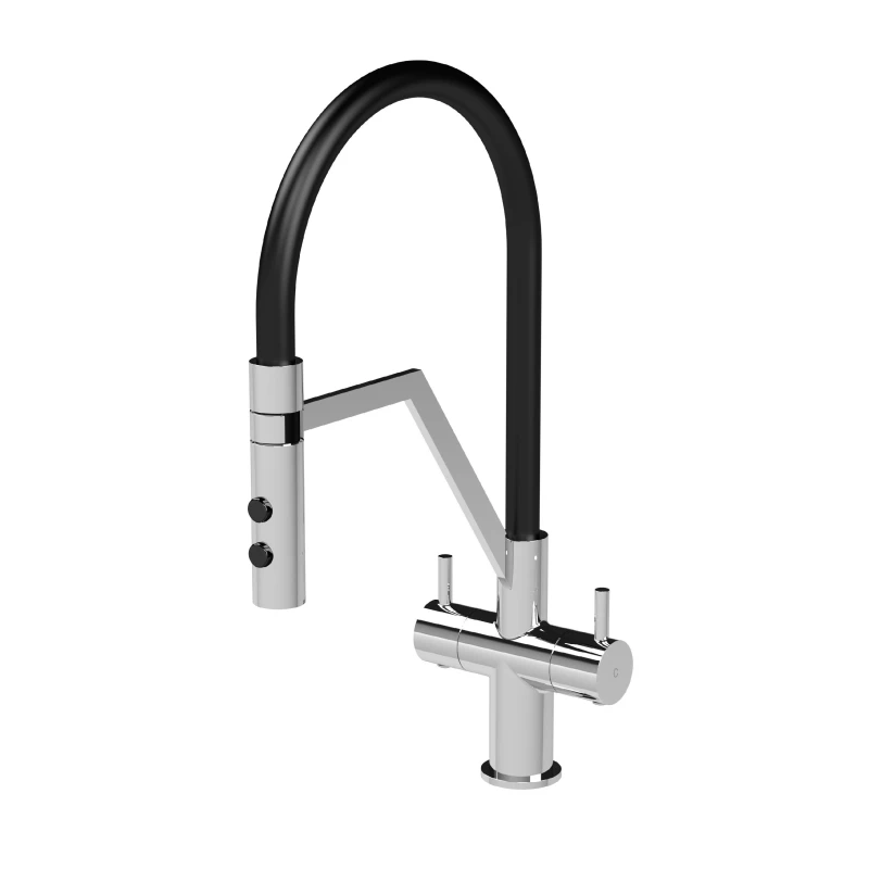 Image of Balterley Kitchen Mono Mixer Tap with 2 Lever Handles Chrome 436mm Silver unisex
