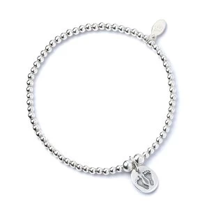 Image of Footprints with Sterling Silver Ball Bead Bracelet