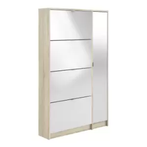 Image of Slim Shoe Storage Cupboard in White & Mirror - Large