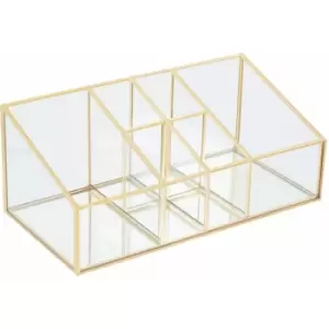 Image of 6 Compartments Clear Glass Makeup Organiser - Premier Housewares