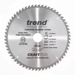 Image of Trend - CSB/CC21660T Craft Saw Blade Crosscut 216Mm X 60 Teeth X 30Mm Thin