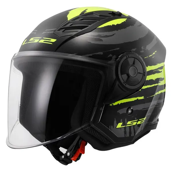 Image of LS2 OF616 Airflow II Brush Black H-V Yellow Jet Helmet Size S
