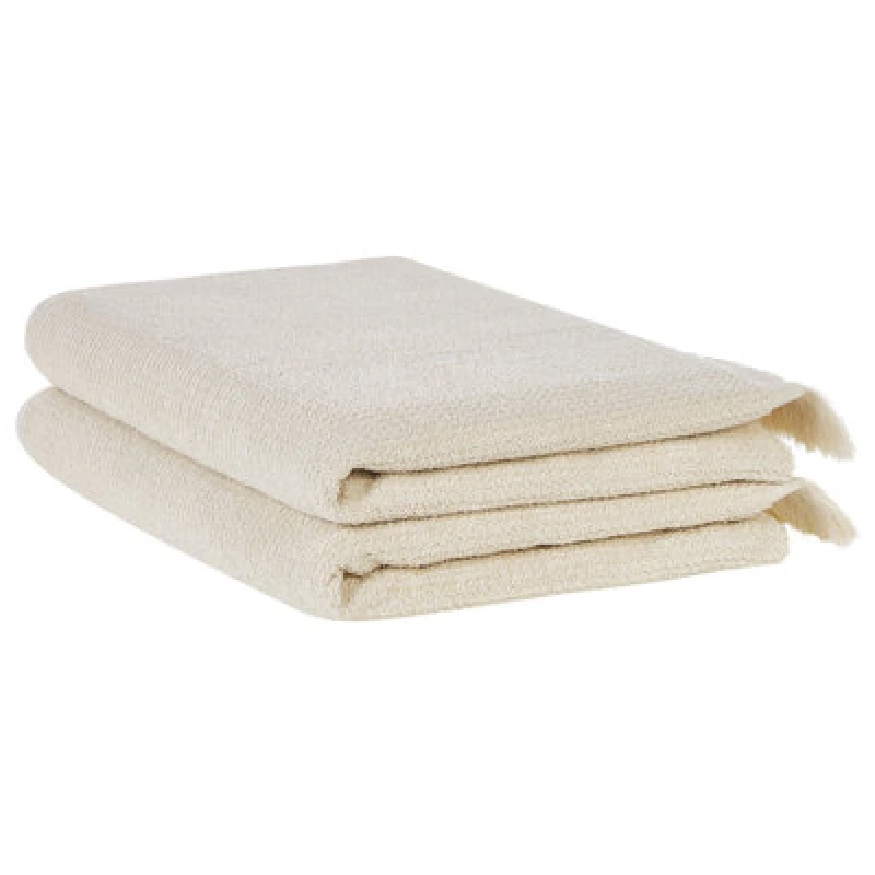 Image of Beliani Set Of 2 Towels Atiu Terry Cotton Beige
