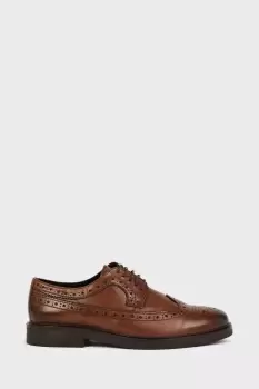 Image of Mens Brown Smart Leather Derby Brogue Shoes