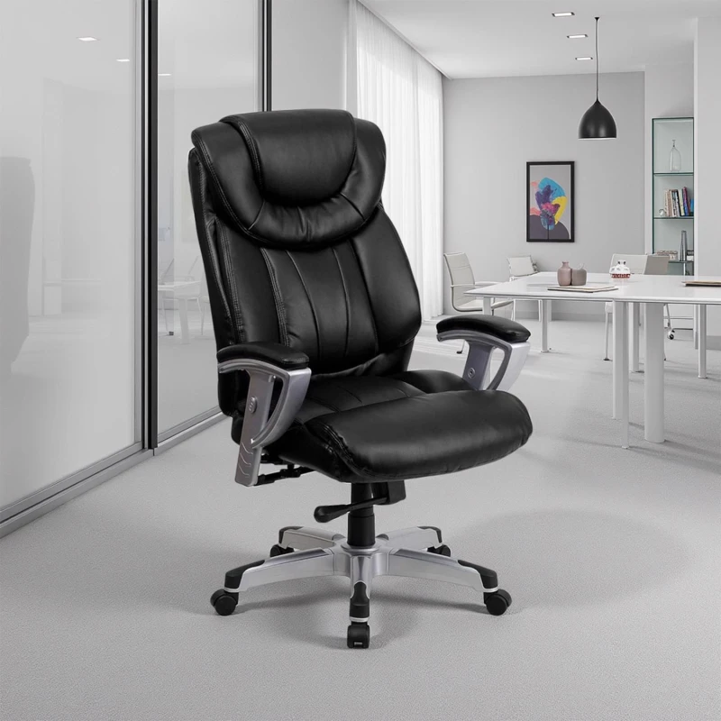 Image of FWStyle FWStyle Black Faux Leather Cushioned High Back Executive Office Chair Black One Size Unisex 5056413134127