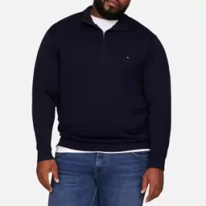 Image of Tommy Hilfiger Mens Big & Tall Pima Organic Cotton & Cashmere Mock Zip Jumper - Desert Sky - 3XL