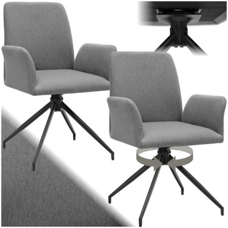 Image of Tectake Set Of 2 Swivel Chair Daya - Upholstered, Robust Fabric, 55.5 X 58 X 87cm - Anthracite