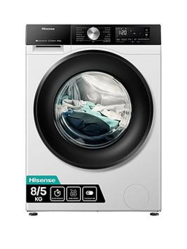 Image of Hisense 3S Series WD3S8043BW3 WiFi Connected 8KG / 5Kg Washer Dryer with 1400 rpm - White - D Rated [Wash&Dry], A Rated [Wash Only]