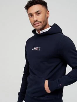 Image of Tommy Hilfiger Square Logo Overhead Hoodie - Desert Sky, Desert Sky, Size L, Men