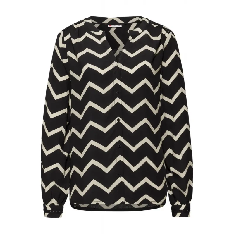 Image of cecil Womens button-up tunic blouse Cecil AOP Noir Female 38