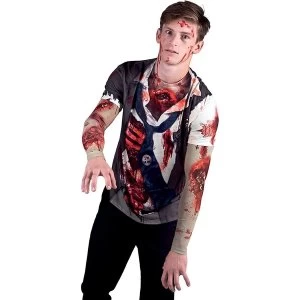 Image of Zombie With Mesh Sleeves Costume Medium