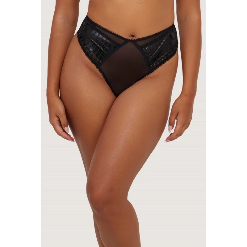 Image of Playful Promises Jacinda Embroidered Thong Black female 20