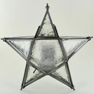 Image of Iron Clear Glass Hanging Lantern 5 Point Star