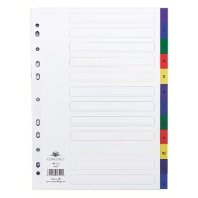 Image of Concord Plastic Index Polypropylene 120 Micron Europunched 1-12 A4 Assorted Ref 66499