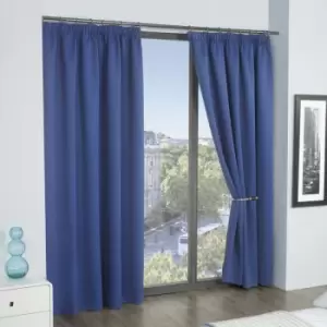 Image of Emma Barclay Cali Thermal Woven Blackout Pencil Pleat Curtains, Blue, 46 x 54 Inch
