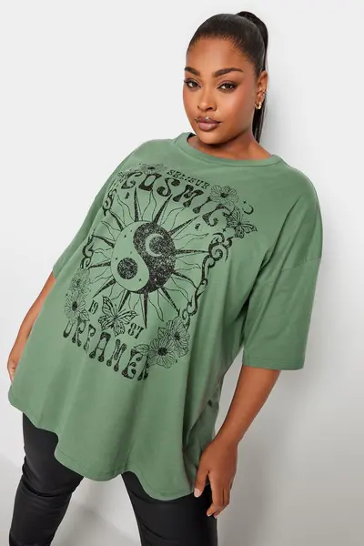 Image of Yours Printed Boxy T-Shirt Green