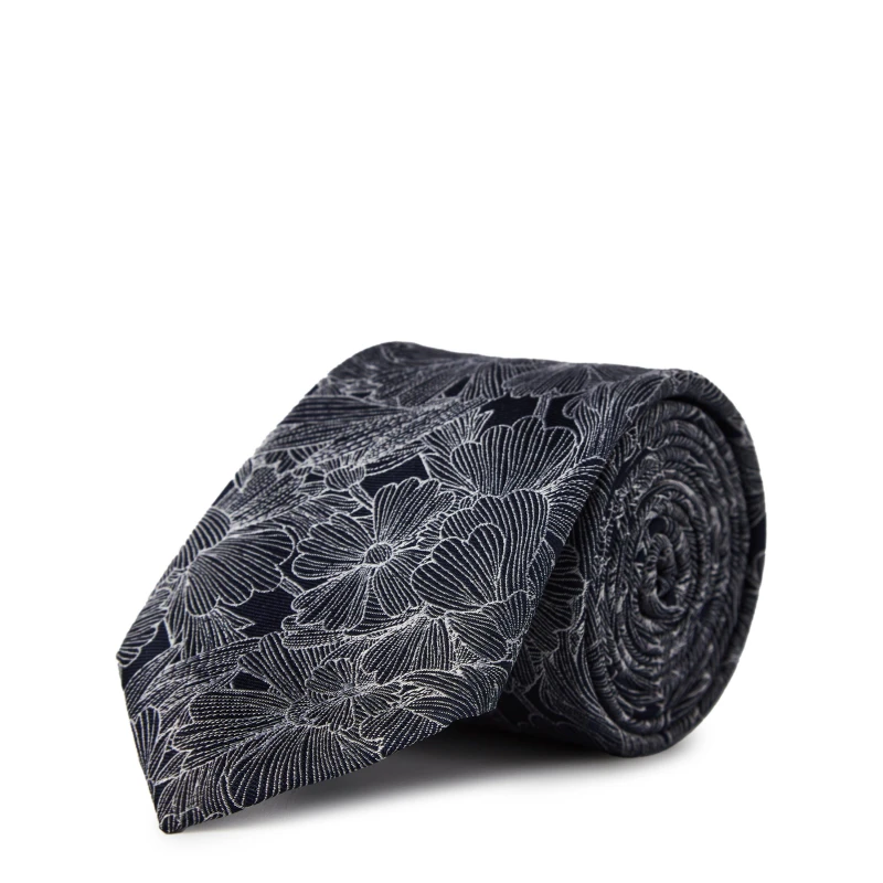 Image of Haines and Bonner Silk Floral Tie - Blue Blue One Size