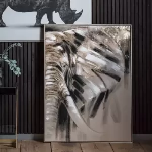 Image of Lone Elephant Framed Canvas Brown/Black/White
